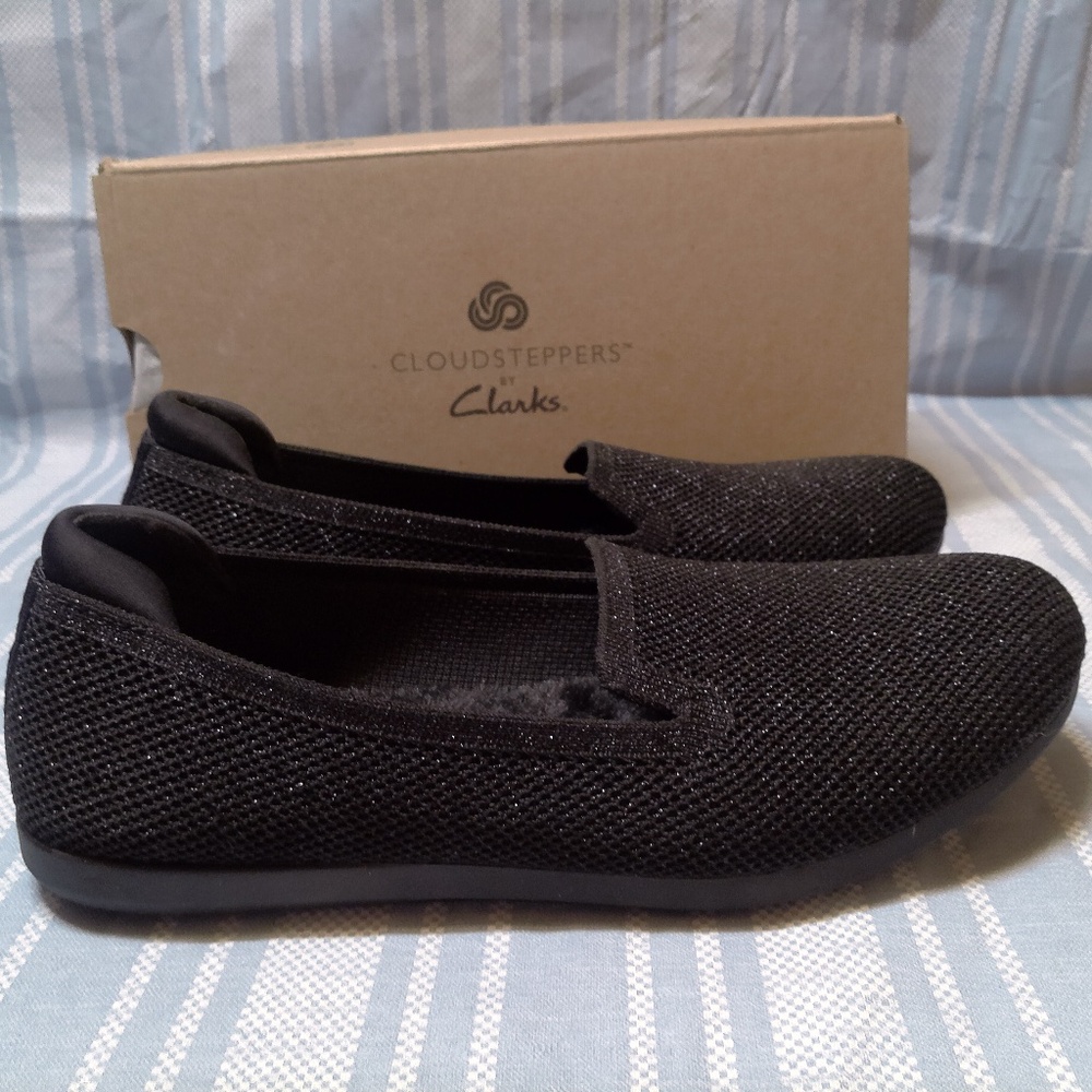 NIB Clarks CloudSteppers Carly Dream Fur Ln Black/Combo Speckled Sz US6.5M/UK4.5 - Picture 2 of 7
